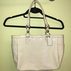 Coach White Patent Leather Tote Bag